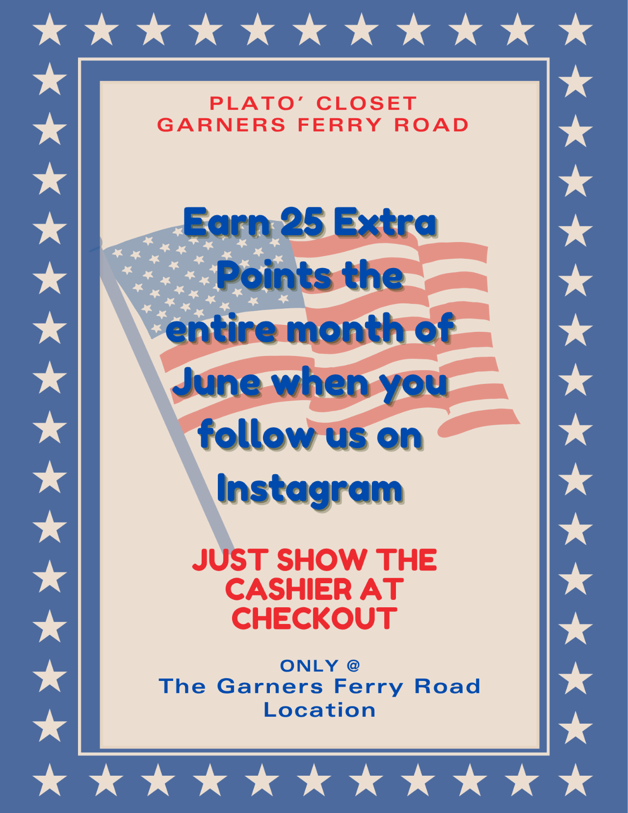 Get 25 extra points when you show us that you follow us on Instagram!